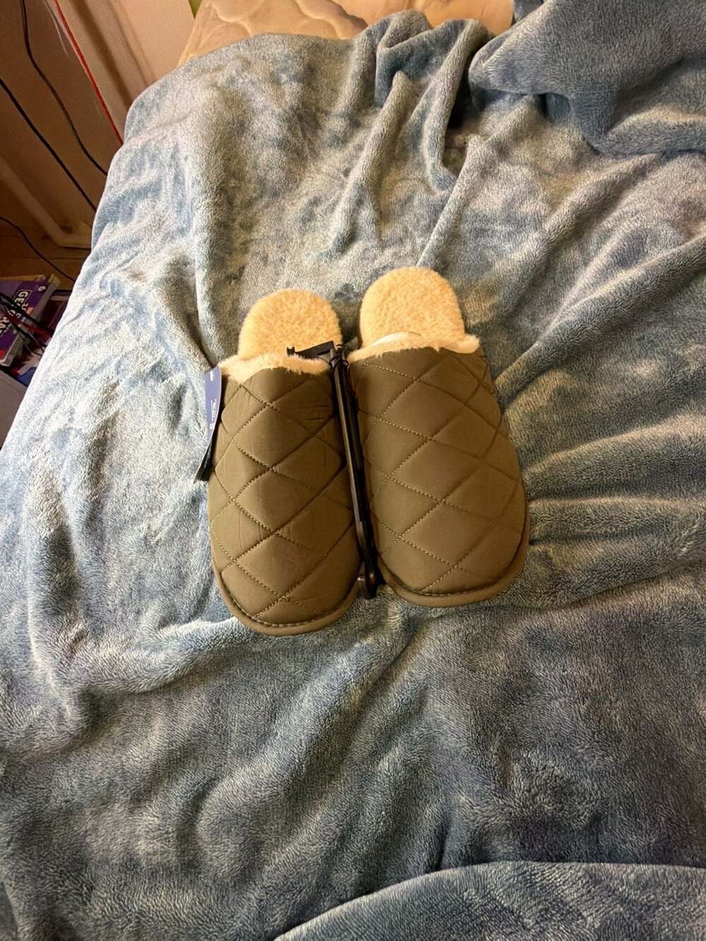 George Quilted Faux Fur Lined Slippers Size 11-12